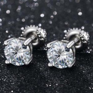 Certified 2ct. t.w. Moissanite Diamond Round Stud Earrings NEW